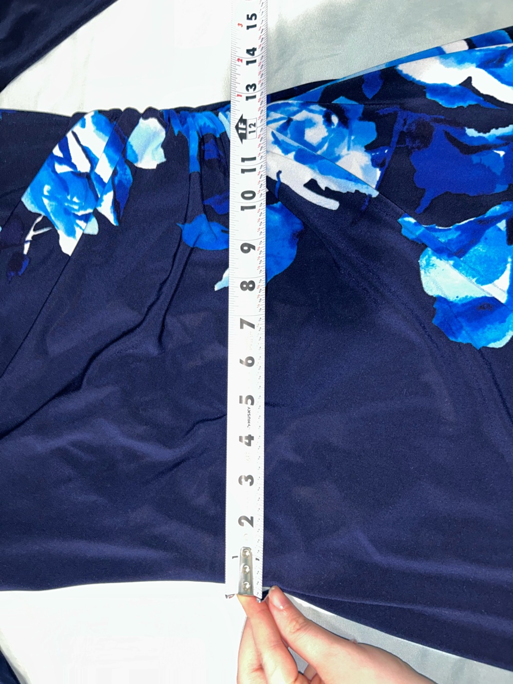 Lauren Ralph Lauren Navy Floral Faux-Wrap Dress with Blue Roses - Picture 5 of 8